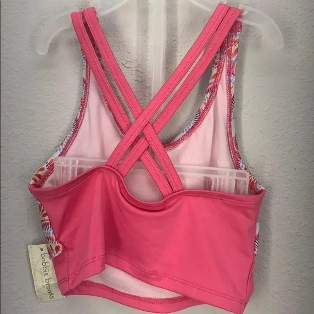Bobbie Brooks Girls 2 Piece Bikini Pink Swim Tankini Size L bathing suit swimsui